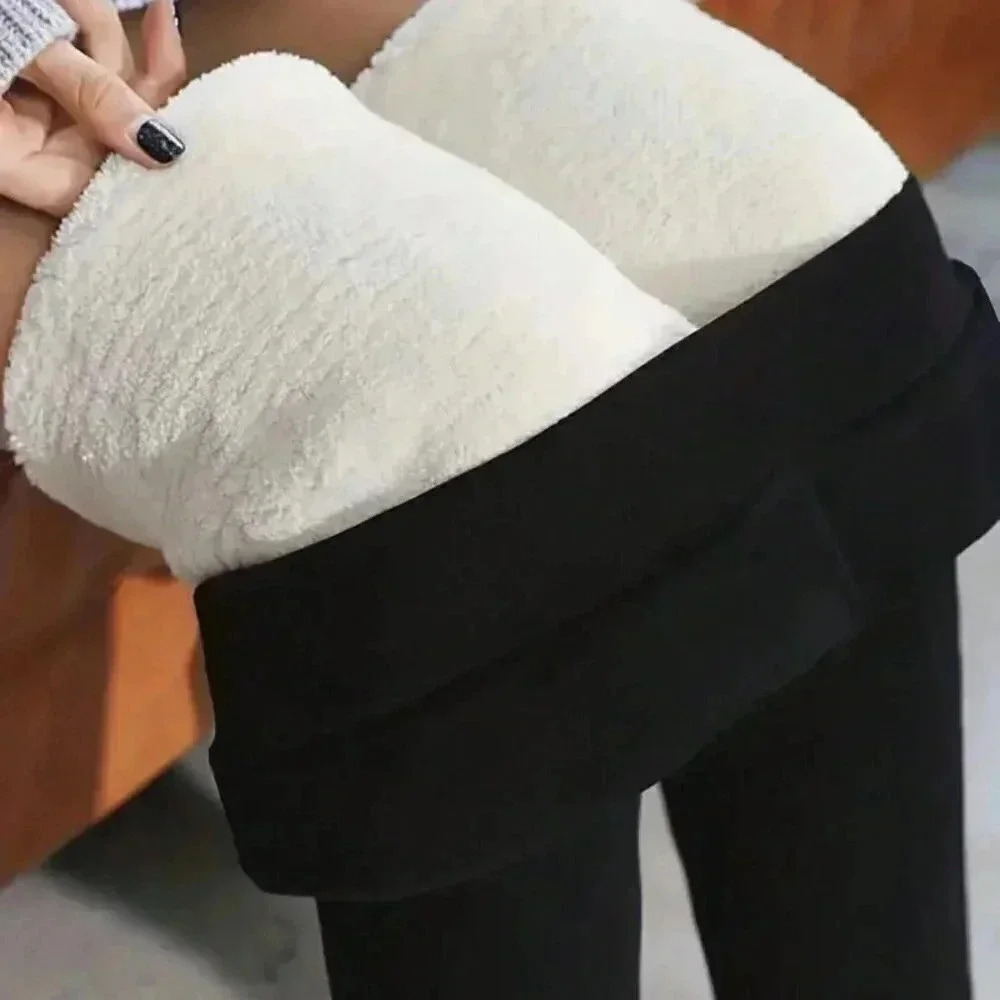 Black Casual Womens Solid Fuzzy Pants